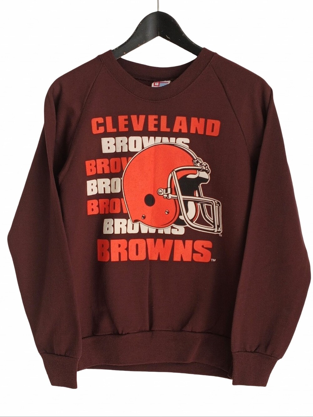 Vtg 80s NFL Cleveland Browns Crew Neck Long Sleeve Sweatshirt 18"x24"